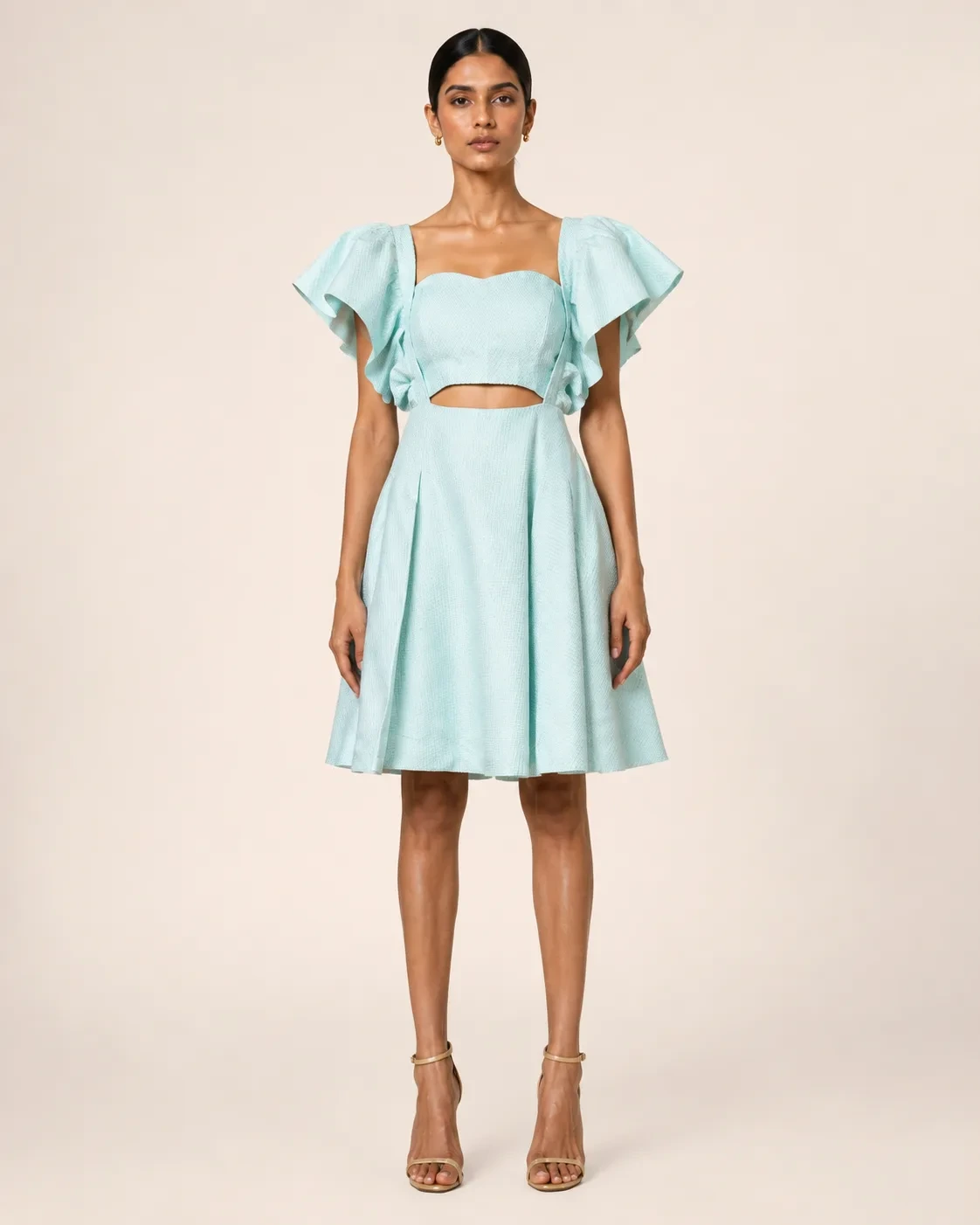 Aria Sculpted Ruffle Brocade Dress — view 1