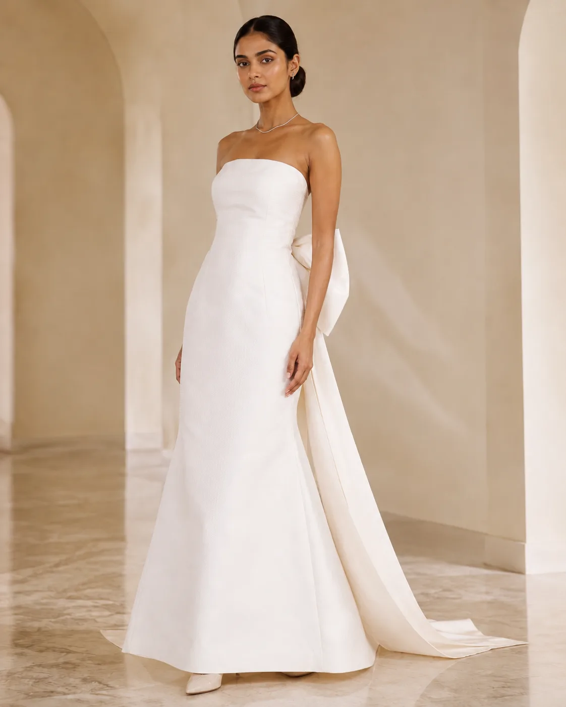 Amora Sculpted Brocade Gown with Detachable Grand Tail — view 4