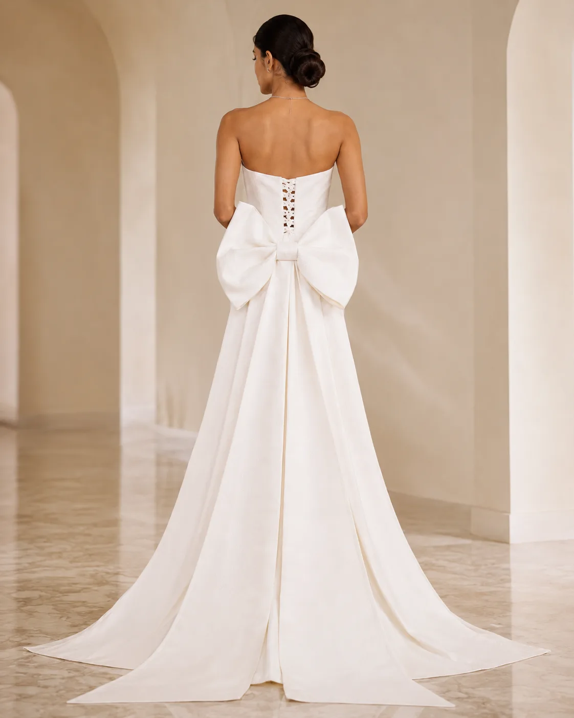 Amora Sculpted Brocade Gown with Detachable Grand Tail — view 6