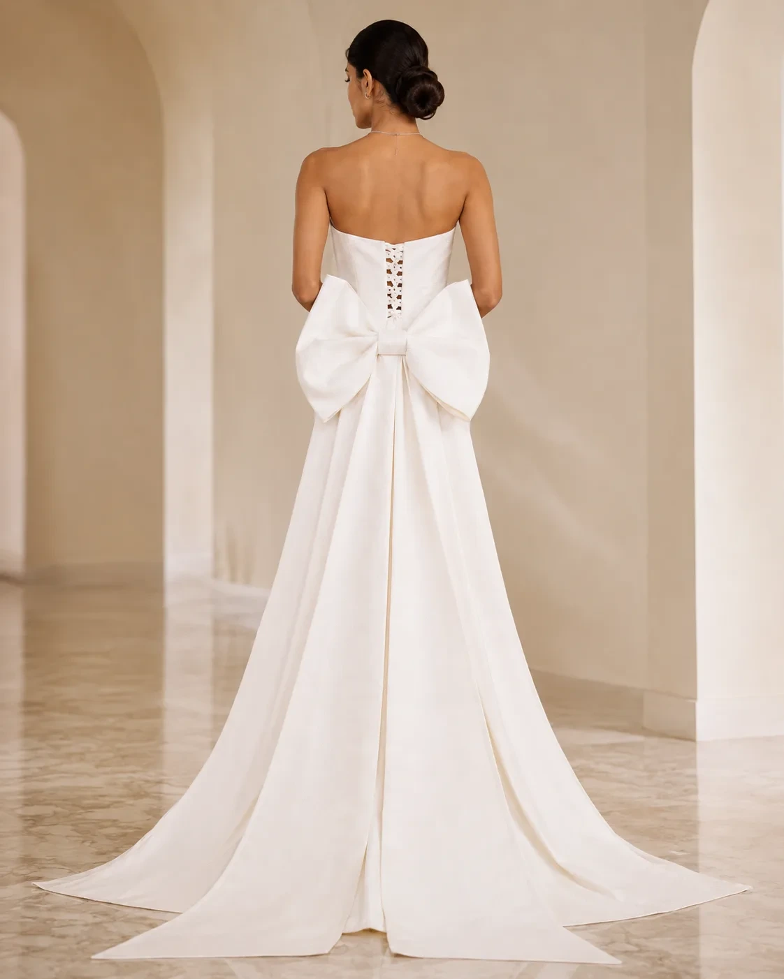 Amora Sculpted Brocade Gown with Detachable Grand Tail — view 6