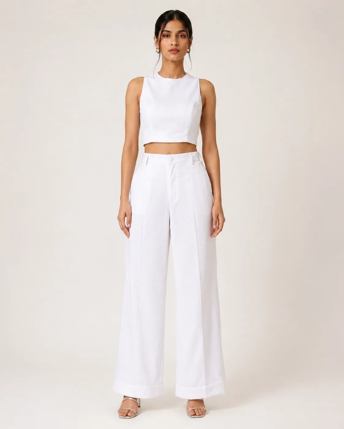 Cora White Mesh Knit Co-ord Set — view 1