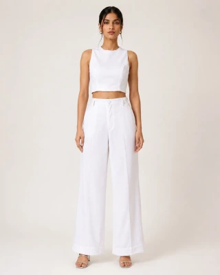 Cora White Mesh Knit Co-ord Set