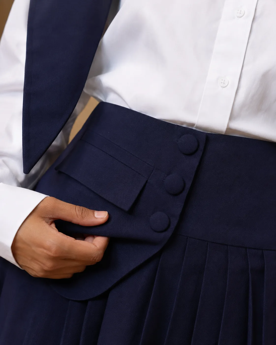 Nina Sculpted Navy Pleated Co-ord Set — view 5