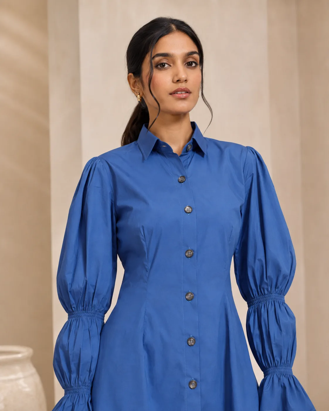 Calla Sculpted Sleeve Shirt Dress — view 7