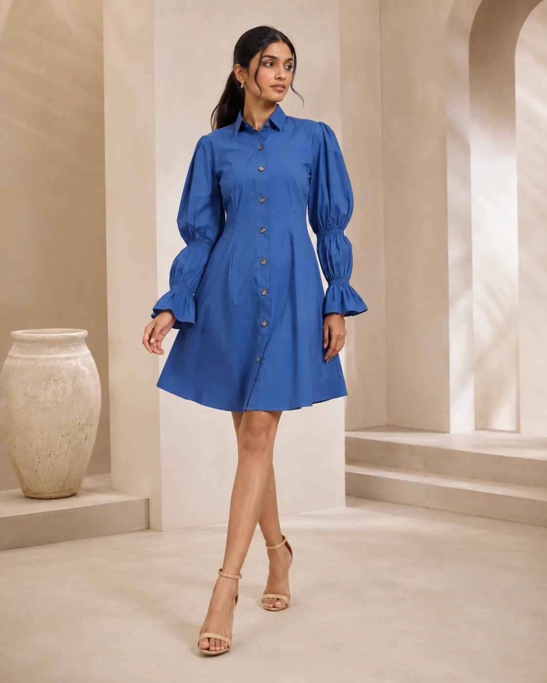 Calla Sculpted Sleeve Shirt Dress — view 3